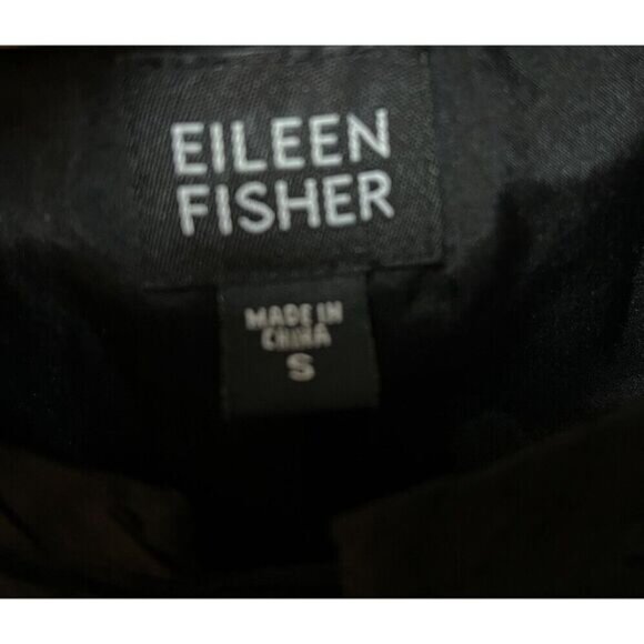 EILEEN FISHER Open Jacket 100% Silk Black Crinkle Open Magnet Closure Women's S - Picture 14 of 16